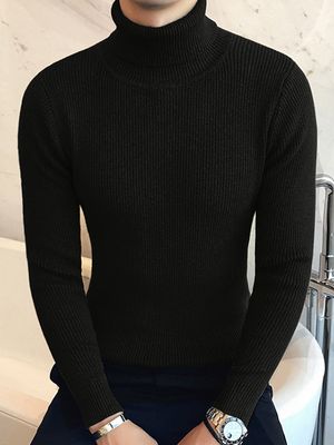 INCERUN Men Autumn And Winter New Knitted High Neck Sweater INCERUN Men Autumn And Winter New Knitted High Neck Sweater