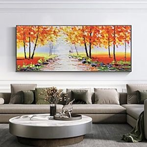 Handmade Oil Painting Canvas Wall Art Decoration Abstract Colorful Couple Painting Abstract Landscape Painting for Home Decor Rolled Frameless Unstretched Painting miniinthebox