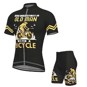 21Grams Men's Cycling Jersey with Shorts Short Sleeve Mountain Bike MTB Road Bike Cycling Black Graphic Old Man Bike Clothing Suit 3D Pad Breathable Quick Dry Moisture Wicking Reflective Strips Lightinthebox