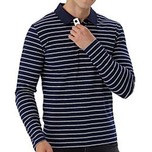 Men's Golf Shirt Striped Button-Down Long Sleeve Street Tops Cotton Business Sportswear Casual Comfortable Blue Light gray Black Lightinthebox