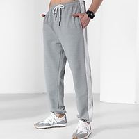 Men's Trousers Track Pants Jogging Pants Outdoor Athleisure Daily Sports Soft Comfortable Pocket Drawstring Elastic Waist Color Block Full Length Fashion Casual Activewear Grey Micro-elastic Lightinthebox - thumbnail