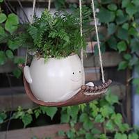 1pc Unique Hanging Resin Head Swinging Plant Pot For Succulents Hanging Planter Swing Face Plant Pot Hammock Flower PotsSmall Cute Smile Face Wall Resin Planters For Indoor Outdoor Plants Lightinthebox