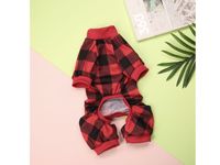 Pets Club Check Pattern Soft Jumpsuit Sleepwear For Dogs Red - Large