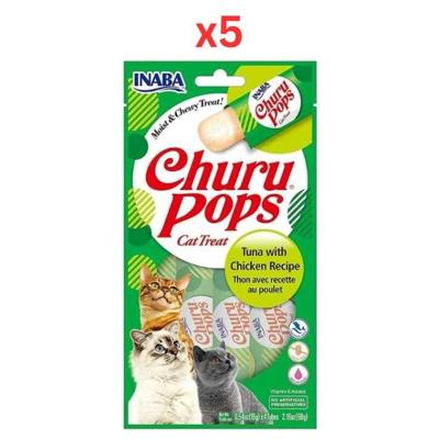 Inaba Churu Pops Tuna-Chicken 60G-4 Sticks Per Pack (Pack of 5)
