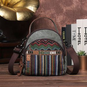 Brenice National Canvas Handbags Multifunction Shoulder Bags