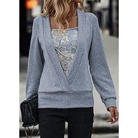 Women's Sweatshirt Pullover Floral Fashion Print Pink Blue Green Casual Square Neck Long Sleeve Top Micro-elastic Fall  Winter Lightinthebox - thumbnail
