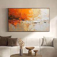 Hand Paint Abstract Orange Minimalist Oil Painting On Canvas Original Modern Textured Wall Art Custom Concise Painting Large Living Room Home Decor No Frame Lightinthebox