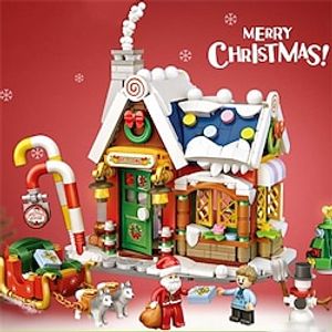 Building Blocks 1223 Christmas House Snowman Christmas Tree Small Particle Building Blocks For Christmas Assembling Children's Gifts Lightinthebox