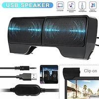 1PC New USB Clip-on Computer Speakers Stereo Soundbar 3.5mm for Desktop PC/Laptop miniinthebox - thumbnail