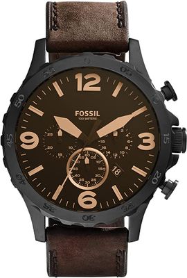 Fossil Nate Chronograph Brown Leather Watch - JR1487