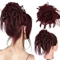 Messy Bun Hair Scrunchie Tousled Updo Hair Extensions With Elastic Rubber Band Hair Bun Curly Wavy Hair Piece Synthetic Chignon for Women Girls Lightinthebox - thumbnail