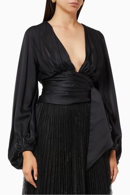 Draped Blouse in Silk Satin Draped Blouse in Silk Satin