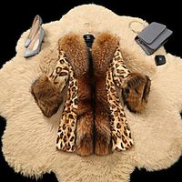 Women's Faux Fur Coat Daily Fall  Winter Long Coat Regular Fit Jacket Long Sleeve Leopard Yellow miniinthebox - thumbnail