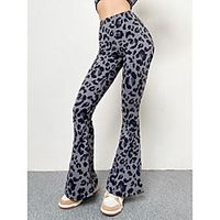 Women's Fashion Flare Chinos Wide Leg Elastic Waist Print Full Length Pants Daily Weekend Micro-elastic Leopard Tummy Control Butt Lift High Waist Gray S M L Lightinthebox - thumbnail