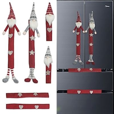 Christmas Microwave Protective 6Pcs Home Faceless Protective Cute Oven Cover Doll Refrigerator Cover Home Decor Clues Ornament Lightinthebox