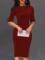 Round Neck Plain Bodycon Dress