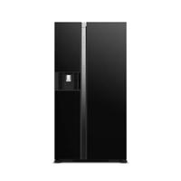 Hitachi RSX700GPUK0GBK 700 Liters Side by Side Glass Refrigerator, Glass Black
