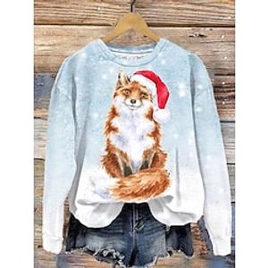 Christmas Sweatshirt Women's Sweatshirt Pullover Dog Active Sportswear Print Light Blue Christmas Casual Round Neck Long Sleeve Top Micro-elastic Fall  Winter Lightinthebox