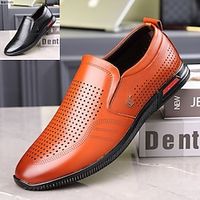 Men's Loafers  Slip-Ons Crib Shoes Penny Loafers Leather Loafers Business Casual Daily Office  Career Faux Leather Breathable Comfortable Slip Resistant Black Brown Summer Lightinthebox - thumbnail