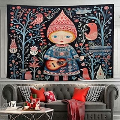 Christmas Elf Hanging Tapestry Scandinavian Folk Art Xmas Wall Art Large Tapestry Mural Decor Photograph Backdrop Blanket Curtain Home Bedroom Living Room Decoration miniinthebox