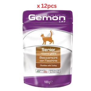 Gemon Cat Wet Food, Pouches Sterelized With Turkey 100gm (Pack of 12)