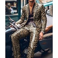 Brown Men's Party Suits 2 Piece Patterned Tailored Fit Single Breasted Two-buttons 2023 Lightinthebox - thumbnail