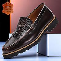 Men's Loafers Slip-Ons Formal Shoes Dress Shoes British Gentleman Office Career Party Evening Leather Italian Full-Grain Cowhide Comfortable Slip Resistant Slip-on Coffee Lightinthebox