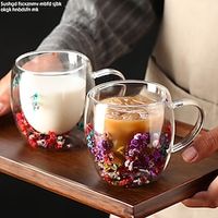 Aesthetic Dried Flowers Double Wall Glass Coffee Mugs Cute Tea Cups with Handles Insulated Heat Resistant Christmas Birthday Gifts for Women Best Friend Teacher Mum Gifts New Home Gift Ideas Lightinthebox - thumbnail