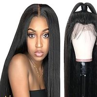 Lace Front Wigs Human Hair Straight 13x4 Lace Front Wigs Glueless Human Hair Wigs for Black Women 150%180% Density Brazilian Virgin Hair Pre Plucked with Baby Hair Natural Black Lightinthebox - thumbnail