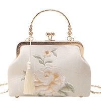 Women's Clutch Evening Bag Polyester Party Holiday Tassel Chain Embroidery White miniinthebox - thumbnail