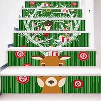 6PCS Christmas Stairs Stickers Decal, Xmas Wall Sticker Self Adhesive Removable Tile Stair Risers Decals Decor Peel and Stick for Risers miniinthebox - thumbnail