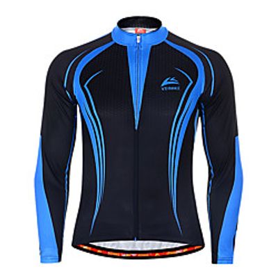 Men's Long Sleeve Cycling Jersey Spandex Blue  Black Stripes Bike Top Mountain Bike MTB Road Bike Cycling Quick Dry Sports Clothing Apparel  Stretchy  Athleisure Lightinthebox