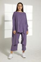 Moistreet Purple Cey Fabric Top And Pants Set (XS, S, M, L, XL, XXL)