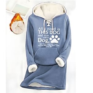 Women's Hoodie Sweatshirt Pullover Sherpa Fleece Lined Letter Warm Fuzzy Drawstring Front Pocket Print Pink Blue Gray Casual Sports Hoodie Long Sleeve Top Micro-elastic Fall  Winter Lightinthebox