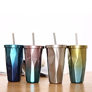 500ml 304 Double Layer Stainless Steel Rhombus Straw Cup Vacuum Gradient Shaped Portable Coffee Mug Lightinthebox