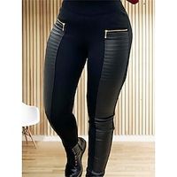 Women's Leggings Zipper Design Leggings High Waist Fashion Streetwear Outdoor Home Black Wine S M Fall Winter Lightinthebox - thumbnail
