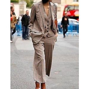 Women's Suits Regular Stylish Coat Brown Active Street Fall Single Breasted Notch lapel collar Regular Fit S M L XL 2XL Lightinthebox