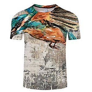 Men's Unisex Tee T shirt 3D Print Graphic Prints Bird Animal Plus Size 3D Print Print Short Sleeve Casual Tops Basic Designer Big and Tall White Fuchsia Rainbow Lightinthebox