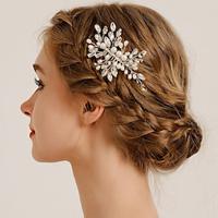 Hair Combs Headdress Headpiece Imitation Pearl Rhinestone Wedding Cocktail Vintage Luxury With Rhinestone Faux Pearl Headpiece Headwear Lightinthebox