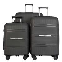 PARA JOHN 3-Piece ABS Hardside Spinner Luggage Trolley Set DARK GREY