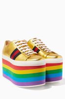 Gold Leather Low-Top Platform Sneakers Gold Leather Low-Top Platform Sneakers