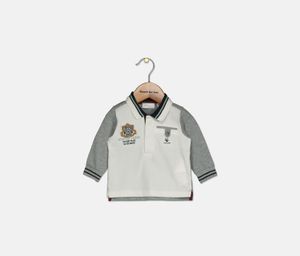 Baby Boys Long Sleeve Winter Cabin Polo Shirt  White Combo