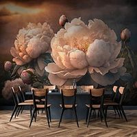 Floral Plants Home Decoration Modern Wall Covering, Canvas PVC / Vinyl Material Adhesive required Self adhesive Mural, Room Wallcovering miniinthebox - thumbnail
