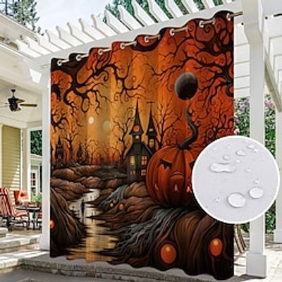 Halloween Decor Waterproof Outdoor Curtain Privacy, Sliding Patio Curtain Drapes, Pergola Curtains Grommet For Gazebo, Balcony, Porch, Party miniinthebox