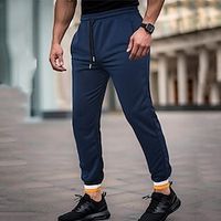 Men's Sweatpants Joggers Pocket Drawstring Elastic Waist Plain Comfort Breathable Casual Daily Holiday Sports Fashion Dark Blue miniinthebox