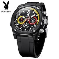 PLAYBOY Brand Men Quartz Watch Fashion Casual Wristwatch Luminous Calendar Waterproof Decoration Silicone Gel Watch miniinthebox - thumbnail