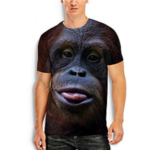 Men's Tees T shirt 3D Print Graphic Prints Orangutan Animal Print Short Sleeve Daily Tops Casual Designer Big and Tall Brown miniinthebox