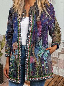 Retro Ethnic Print Long Sleeve Outerwear