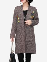 Casual Embroidery Women Cardigans