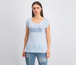 Womens Trust The Universe T-Shirt  Flutter Blue